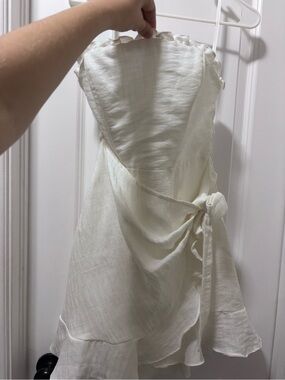 Ivory Ruffled Wrap Mini Dress